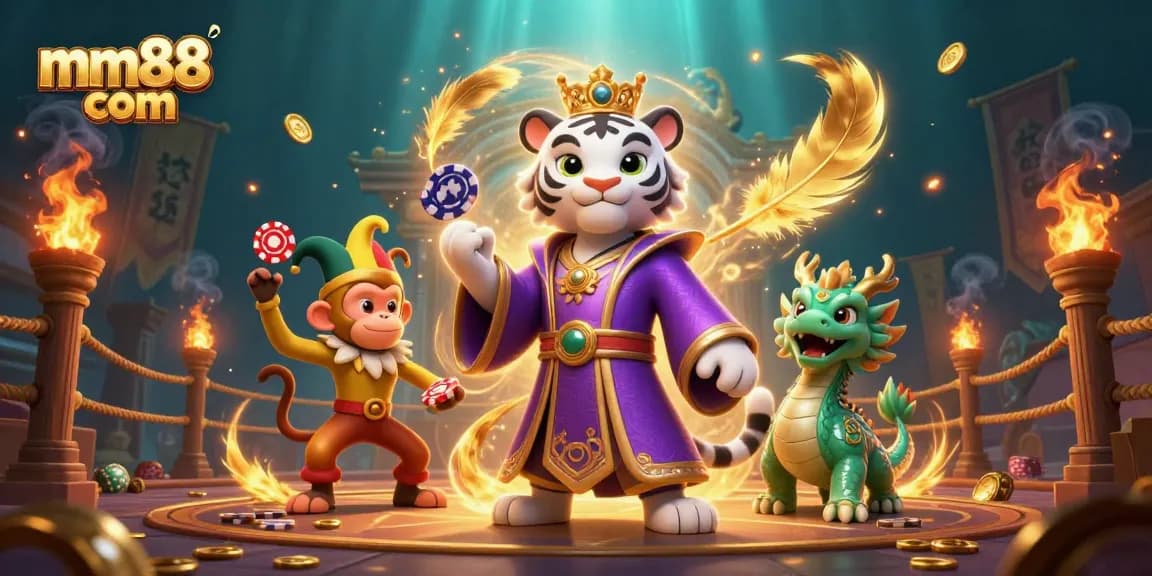 Engage with the vibrant world of mm88 com featuring animated characters and thrilling casino elements.