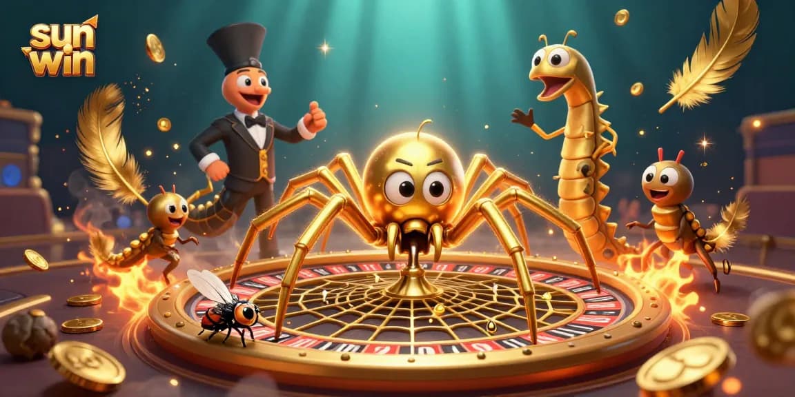 Experience the thrills of sun win with vibrant gaming action featuring a roulette wheel and engaging characters.