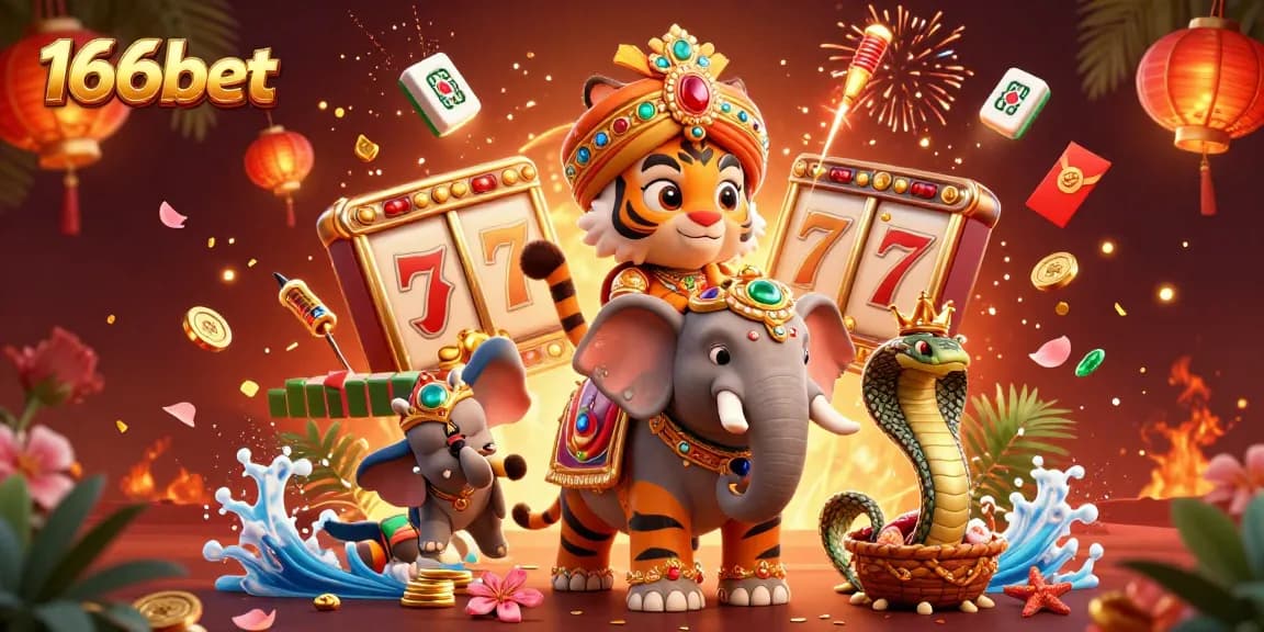 Experience the excitement of 166bet with vibrant illustrations showcasing slot machines and dynamic gaming elements.