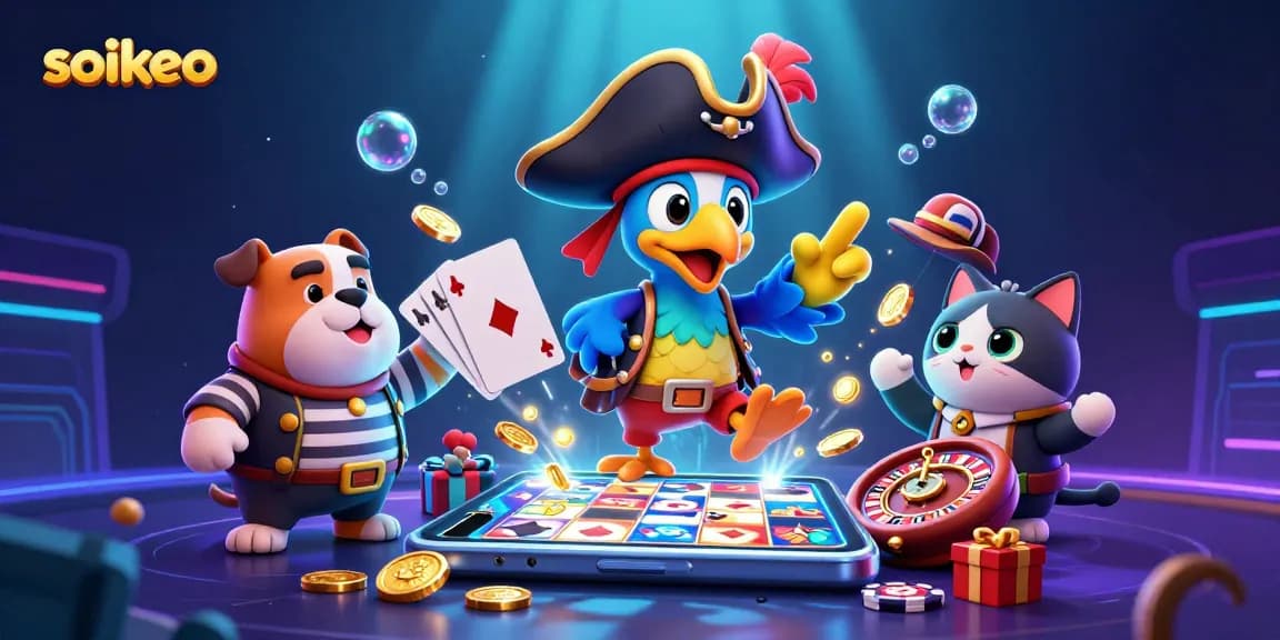 Engage with the exciting world of soikeo as cartoon characters illustrate thrilling betting activities with vibrant gaming elements.