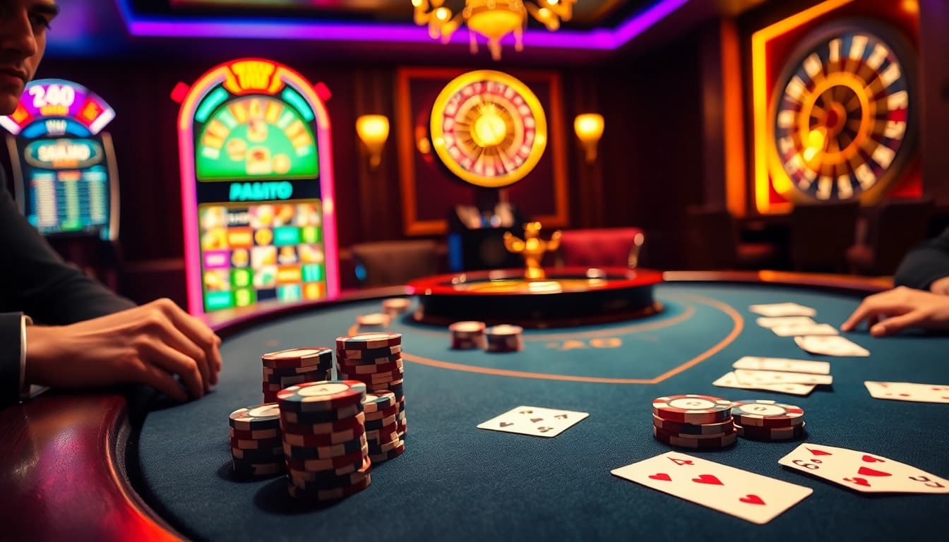 Players enjoying an exciting game of blackjack at 7hh casino.