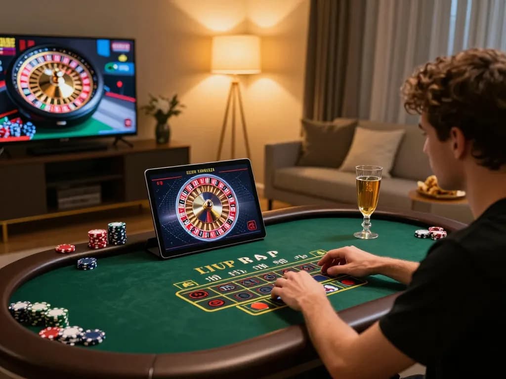 king33 player enjoying online Live Casino games with strategic moves and cozy atmosphere