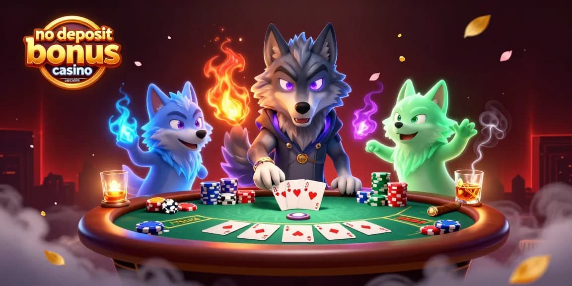 Experience thrilling no deposit bonus casino Australia with glowing wolf characters and vibrant gaming elements.