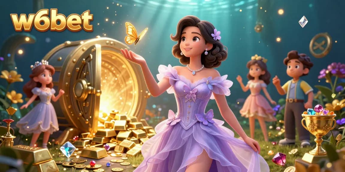 Participe de uma jogabilidade emocionante no w6bet com uma cena de cassino vibrante repleta de tesouros e bônus.