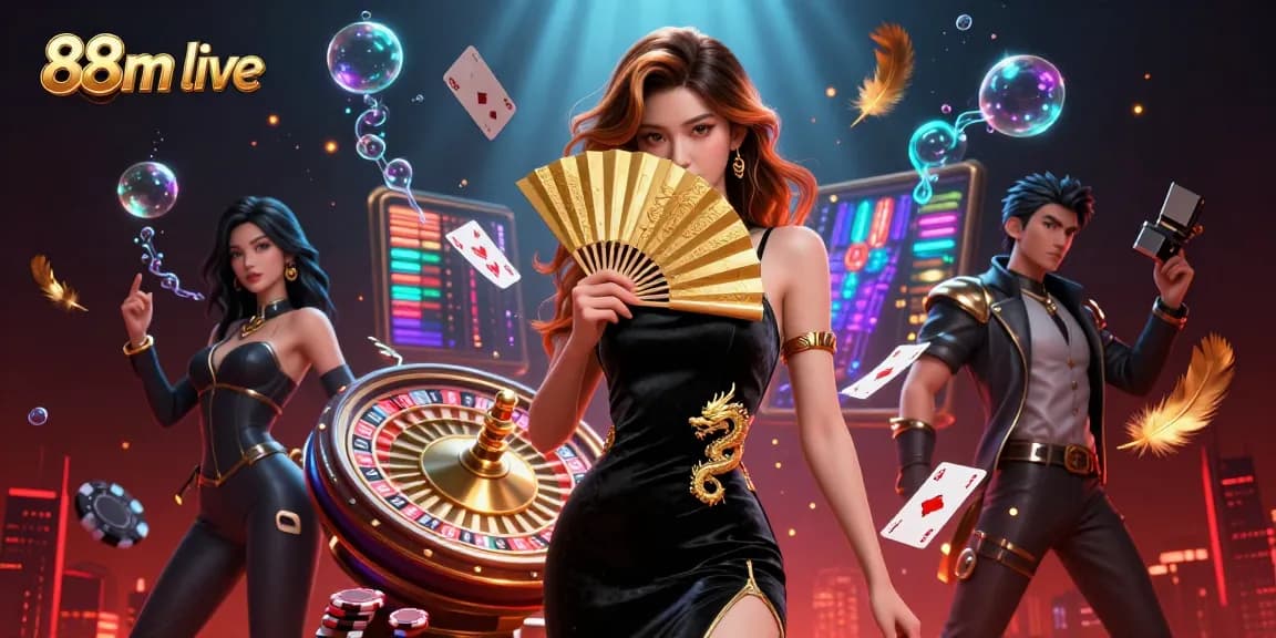 Experience the thrill of 88m live with captivating characters and vibrant casino elements.