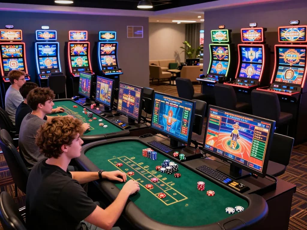 Experience the excitement of AQ777's vibrant online gaming casino with players enjoying live dealer games and dynamic betting options.