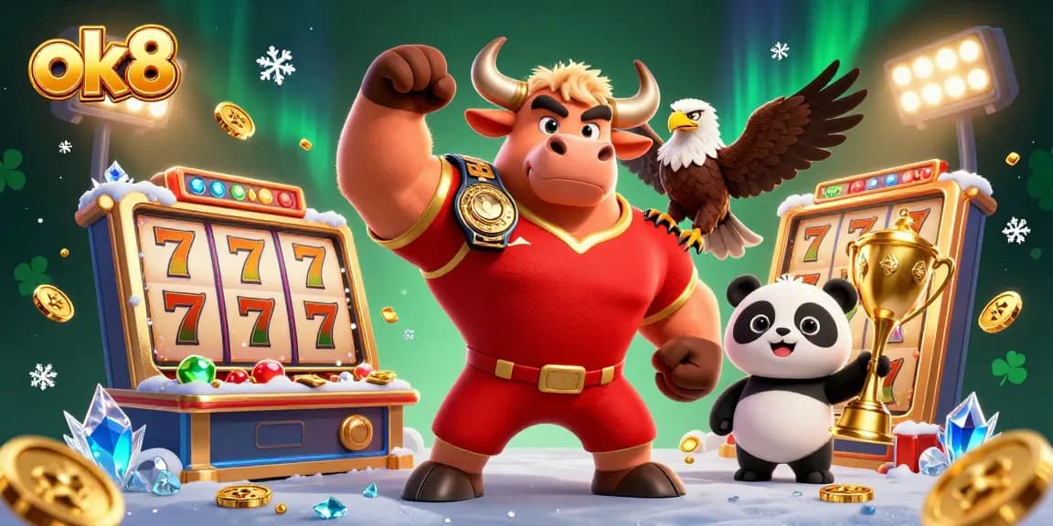 Experience thrilling wins at ok8 with our lively 3D illustration depicting victory in slot games.