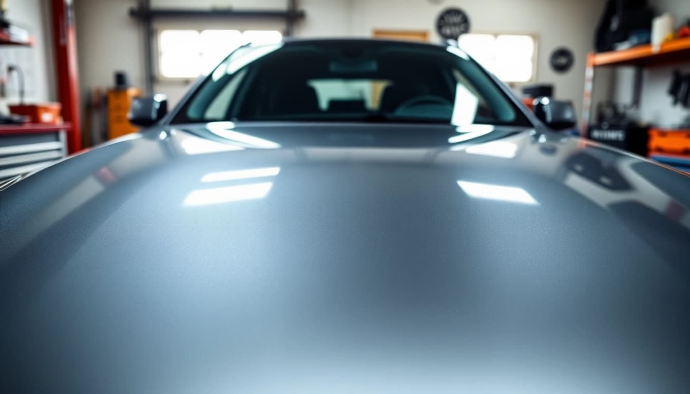 Applying paint protection film near me for a glossy finish on a vehicle.
