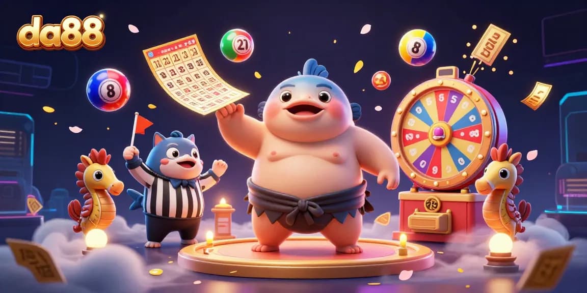 Experience thrilling moments at da88 with the fugu sumo wrestling in a vibrant underwater lottery setting.