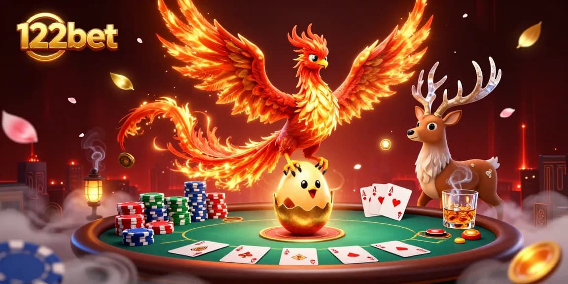 Experimente a emoção de ganhar na 122bet com elementos vibrantes de cassino e personagens cativantes.