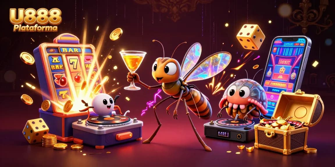 Experience the thrill of U888 Plataforma with animated casino elements and exciting characters.