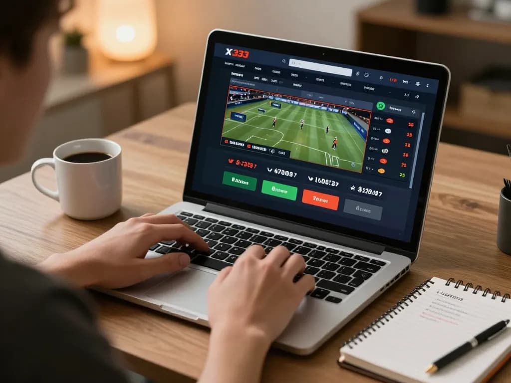 Enjoying sports betting on the x333 platform with live odds displayed on a laptop.