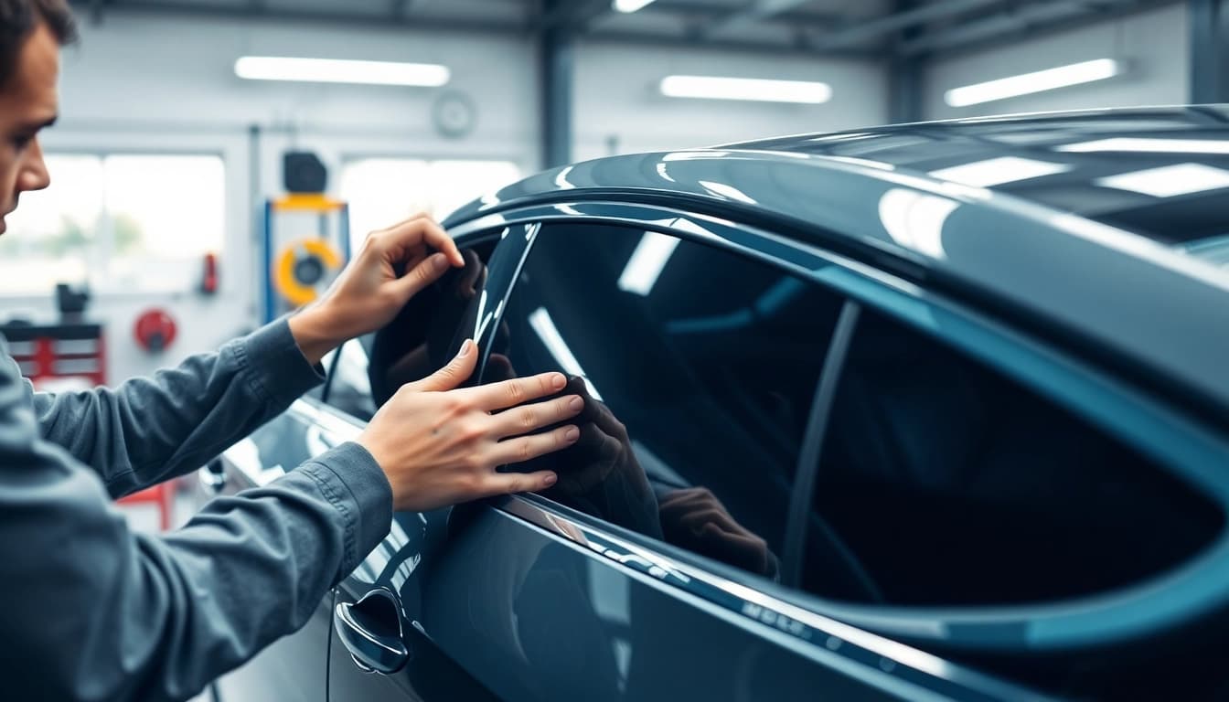 Enhance your ride with the best window tint Chattanooga TN, showcasing expert installation in progress.