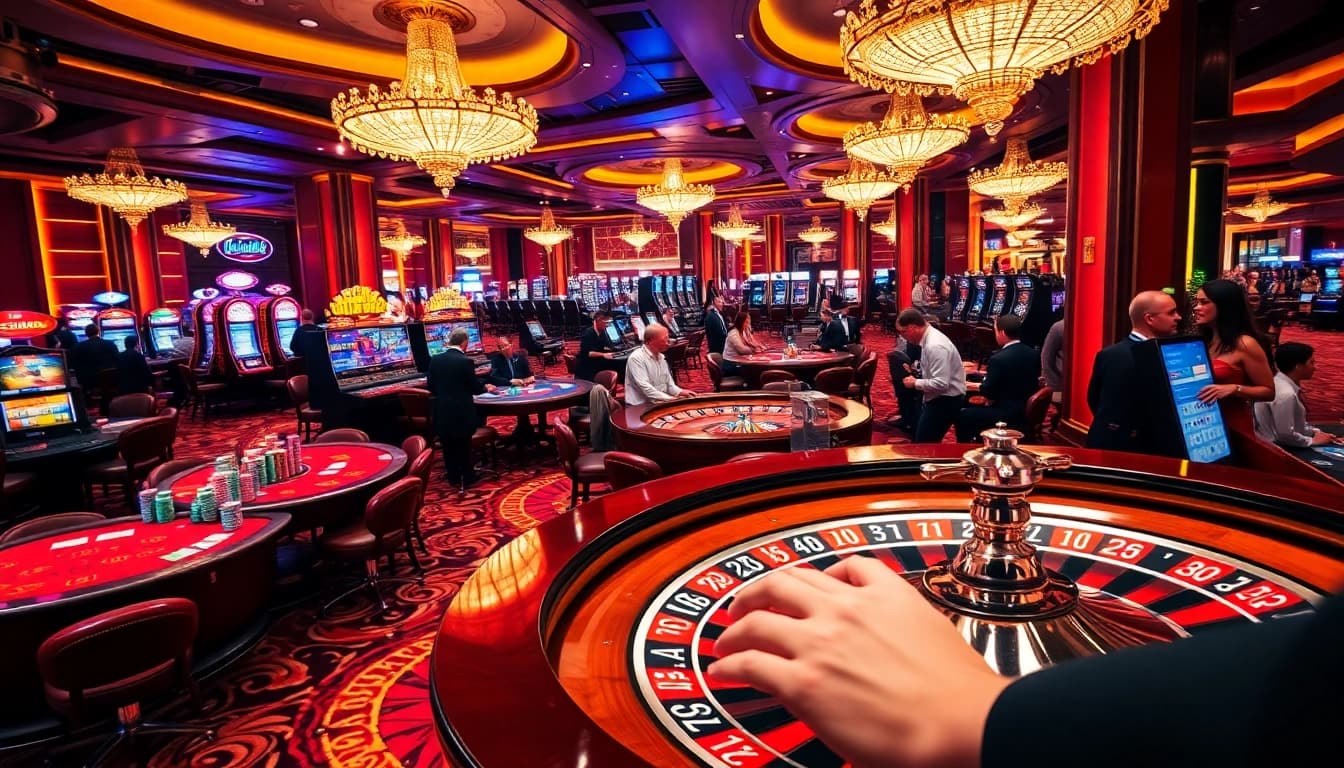 L567 players enjoying an exciting casino experience at roulette and slot machines.