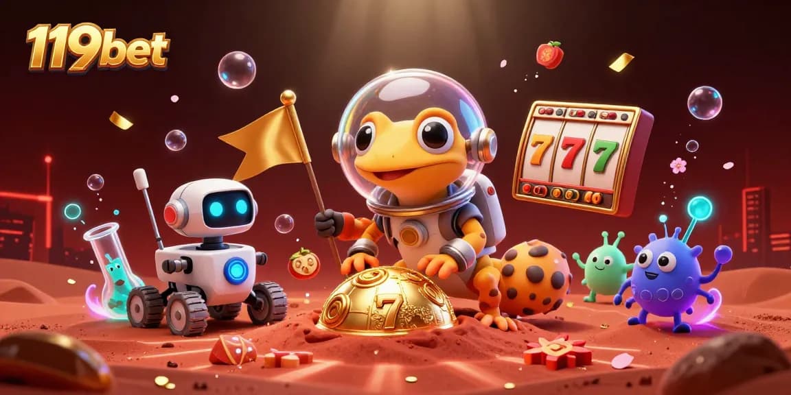 Experience the thrill of winning with 119bet casino's golden adventure amidst vibrant slot elements.
