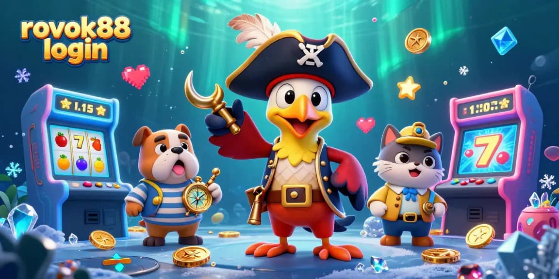 Engage with the vibrant world of rokok88 login, featuring a pirate captain and dynamic gaming elements.