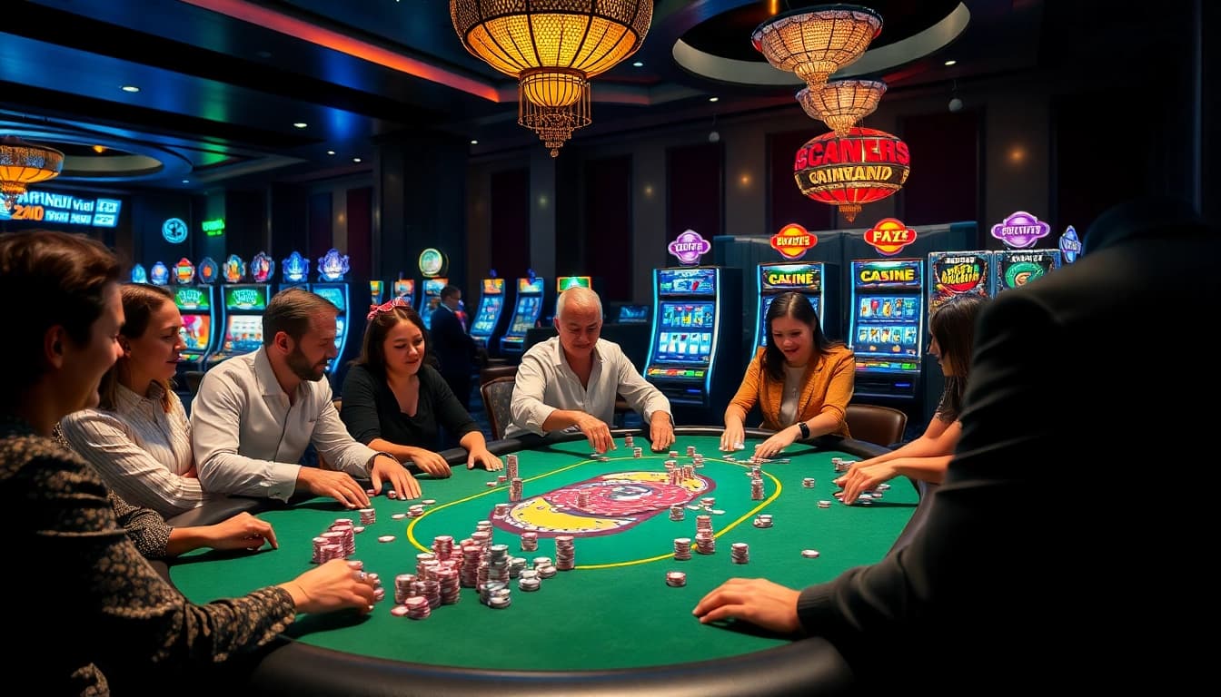 Engaged players at a vn 88 casino poker table enjoying high-stakes excitement.