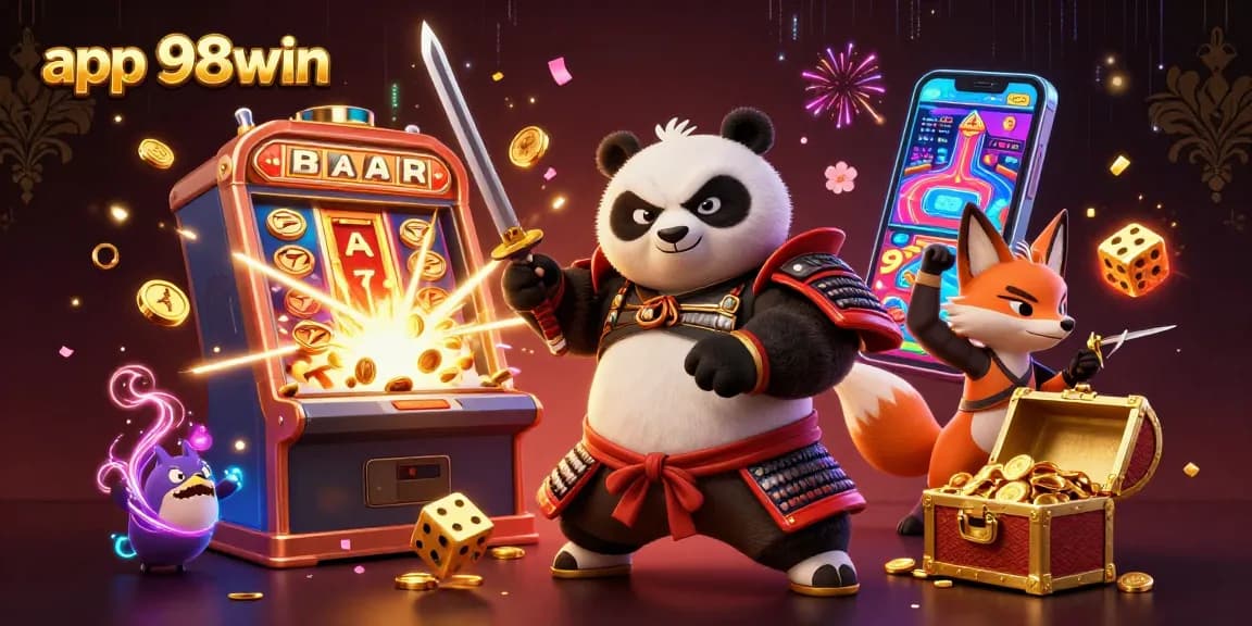 Experience the excitement of app 98win with a vibrant 3D casino scene featuring dynamic gaming action.
