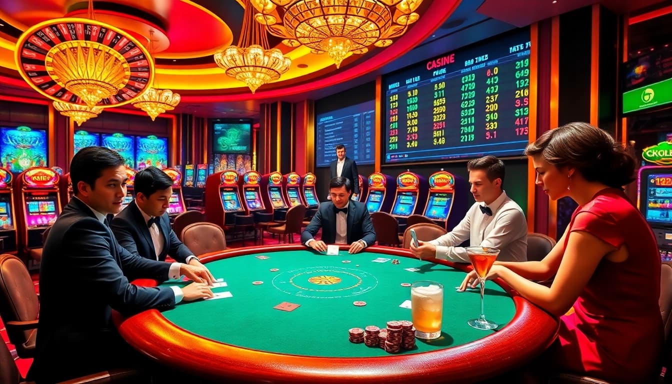 The excitement of a poker game at https://xxgg.vin/ showcasing luxury casino elements and vibrant atmosphere.