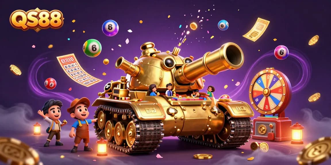 Experience thrilling gameplay at QS88 with a dynamic casino scene filled with lottery excitement.