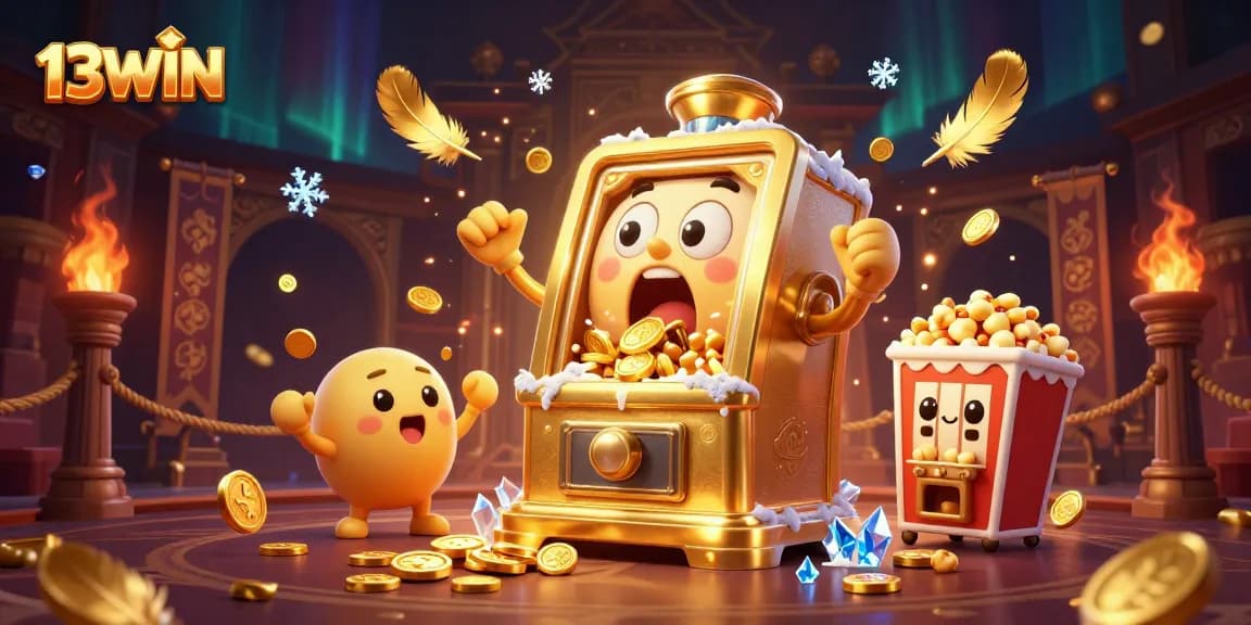 Experience thrilling wins at 13WIN with dynamic slot machines celebrating jackpots and gold coins cascading!