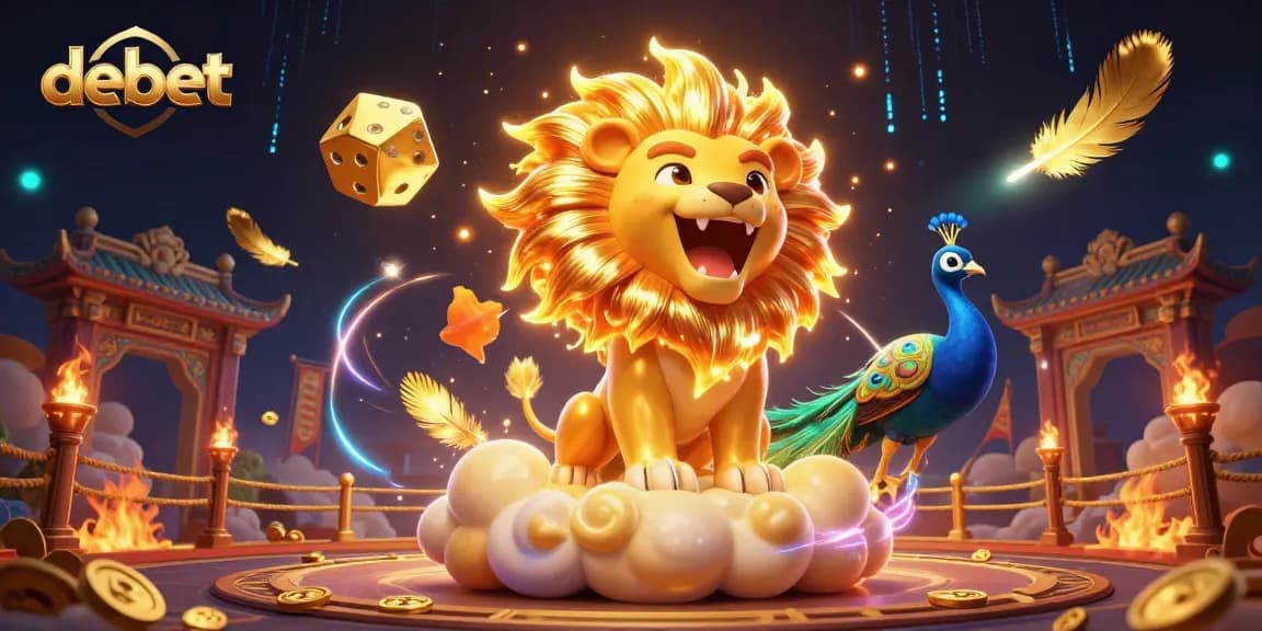 Experience debet gaming action with vibrant golden coins and majestic casino characters.