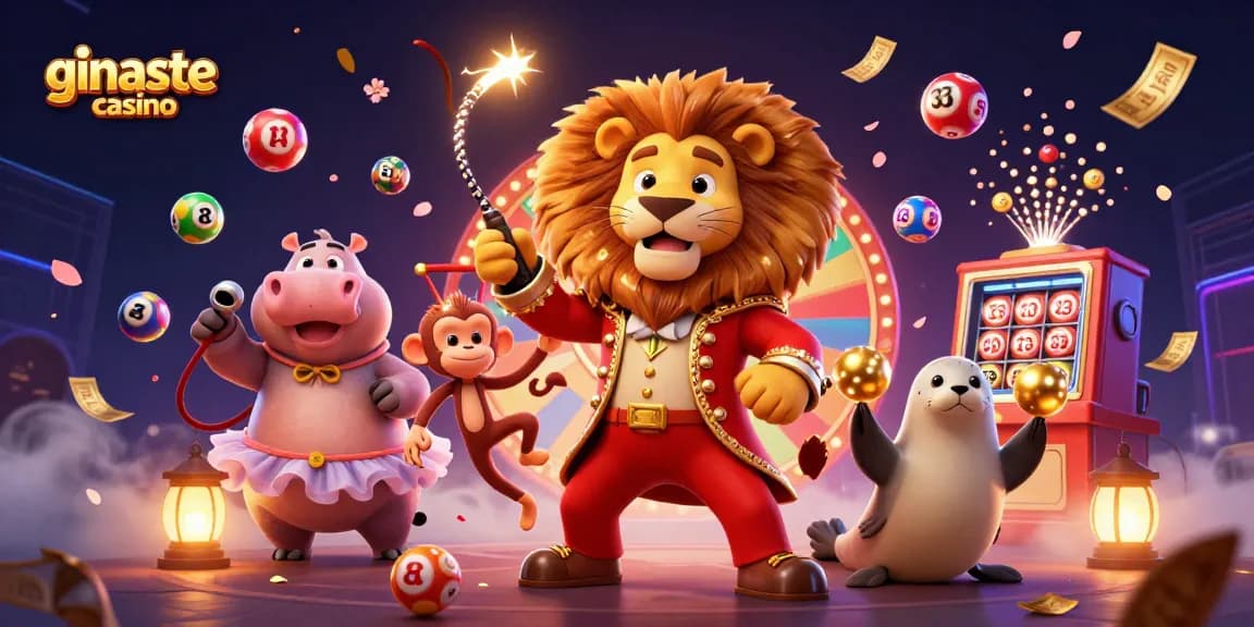 Experience thrilling action at ginaste casino with dynamic lottery elements amidst vibrant 3D characters.