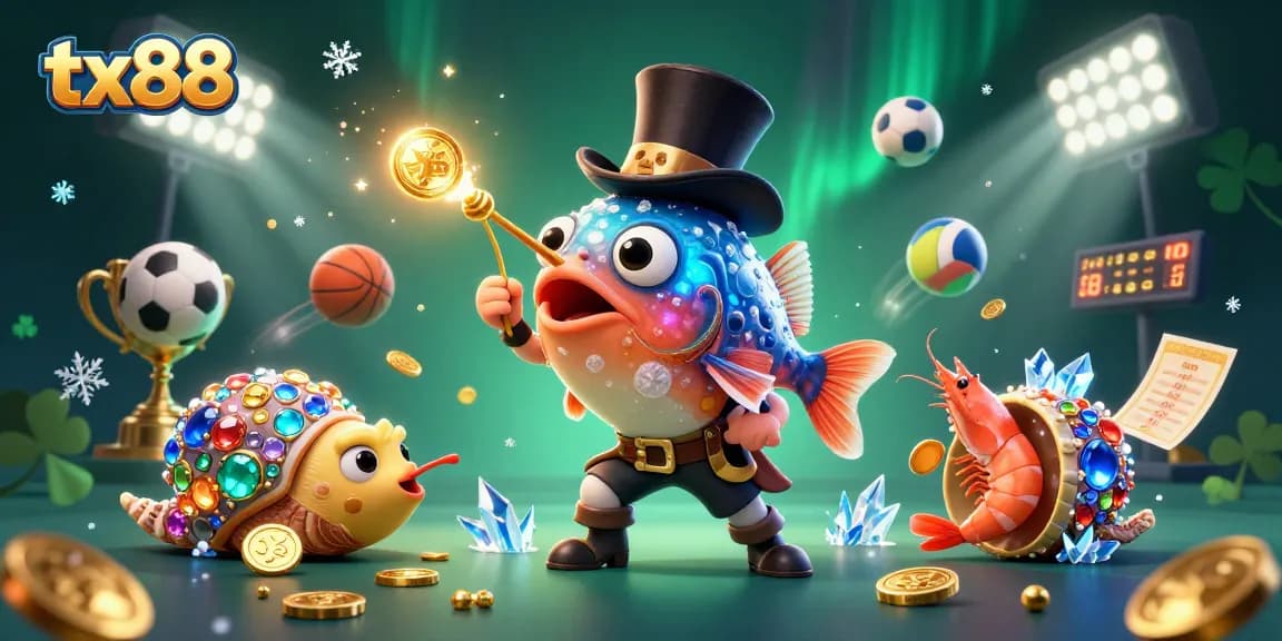 Engage with tx88’s thrilling slots as the anglerfish attracts golden coins in this vibrant underwater scene.