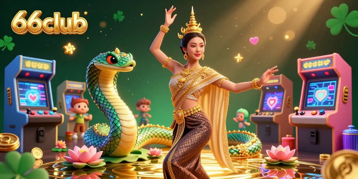 Experience exciting wins at 66club with a colorful casino scene featuring traditional elements and gaming action.