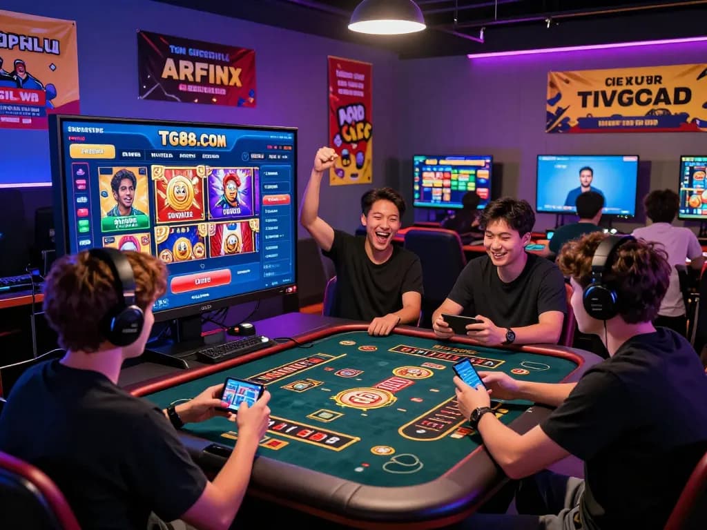 Exciting gaming environment showcasing players enjoying live casino games at tg88. com with vibrant lighting and interactive interfaces.