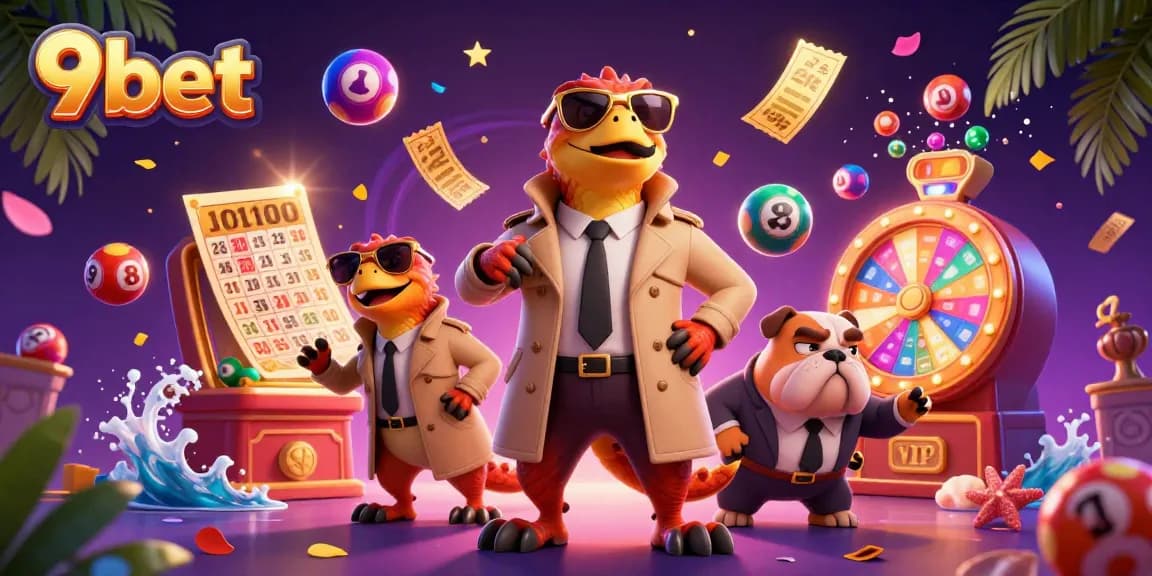 Experience the excitement of 9bet with raptors sneaking into a casino surrounded by dynamic lottery elements.
