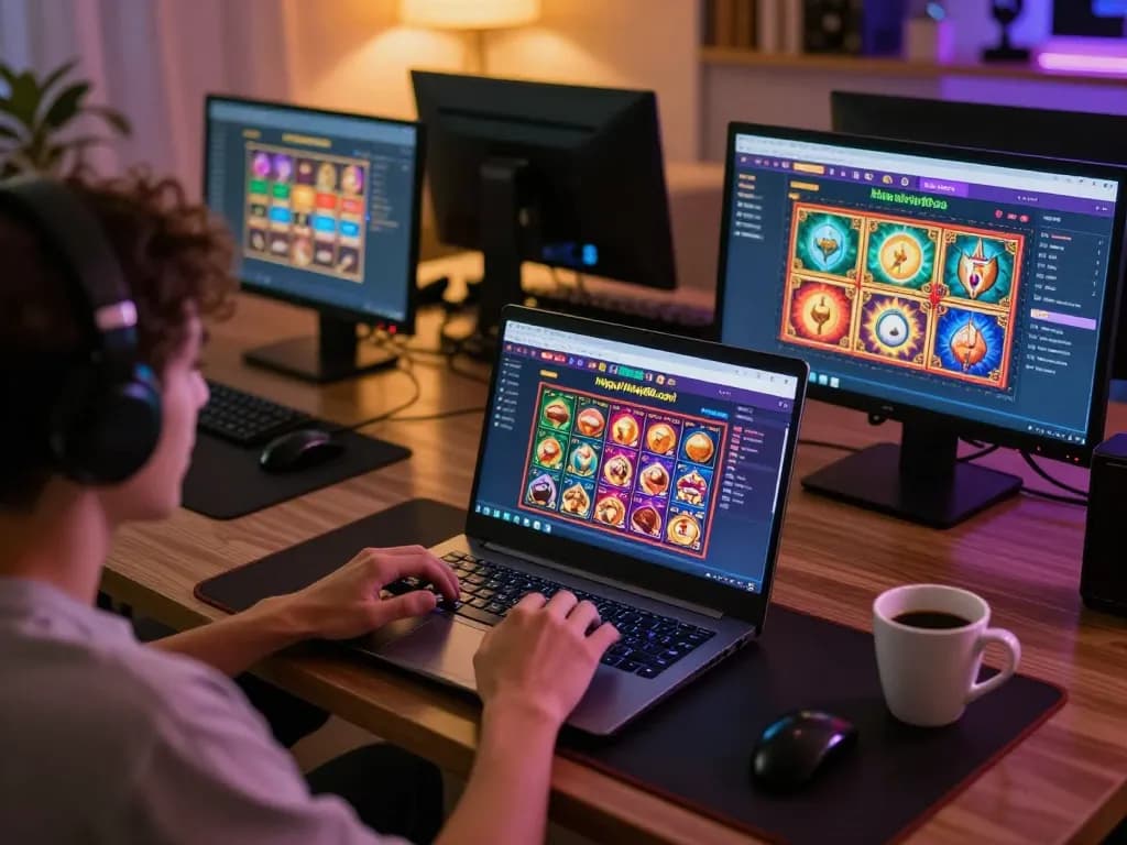Person engaged in online casino at https://rikvip09.com/ showcasing lively game interface.