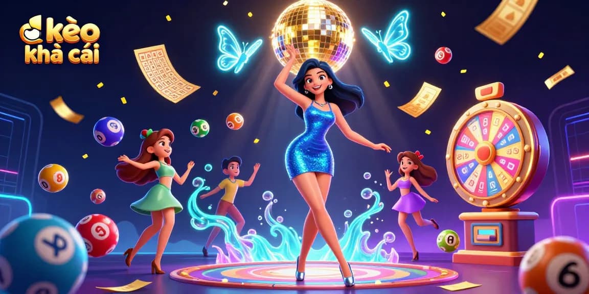 Experience thrilling kèo nhà cái action with vibrant illustrations of a glamorous woman amidst colorful gaming elements.