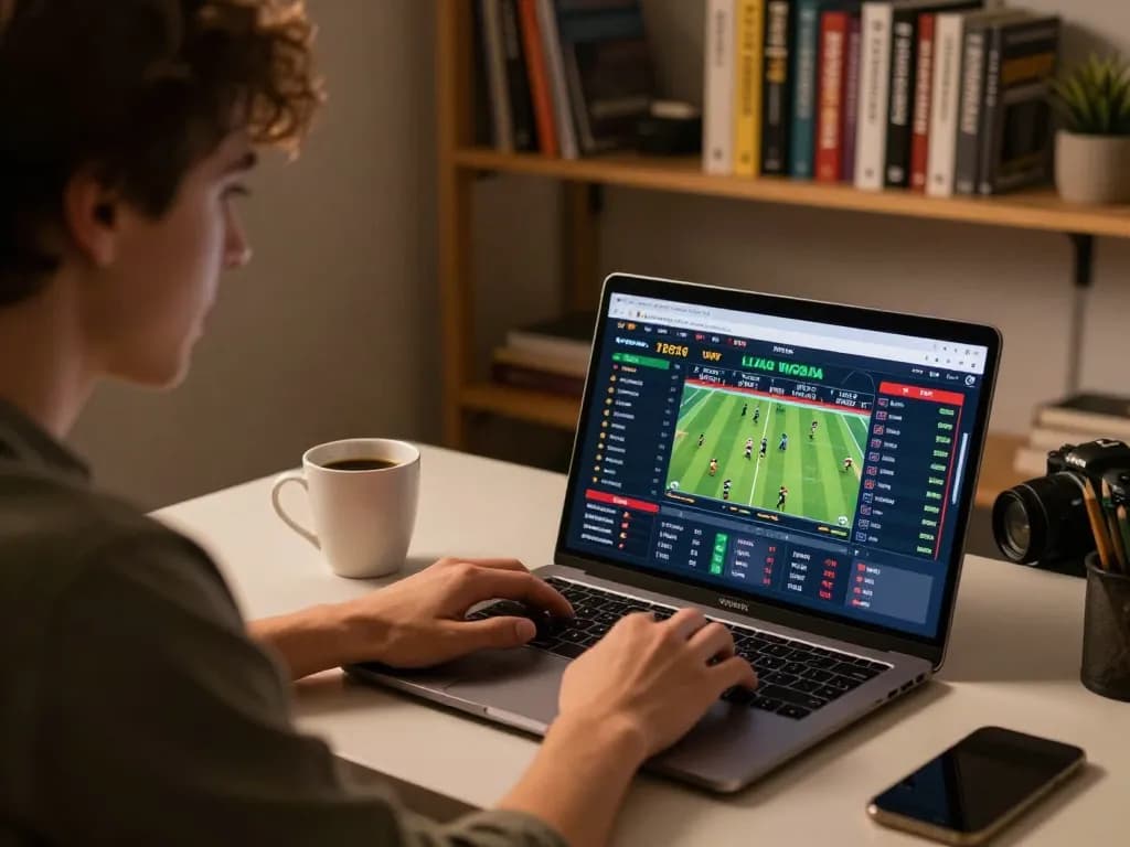 Engaging in live sports betting on oxbet platform from a cozy home office setting.