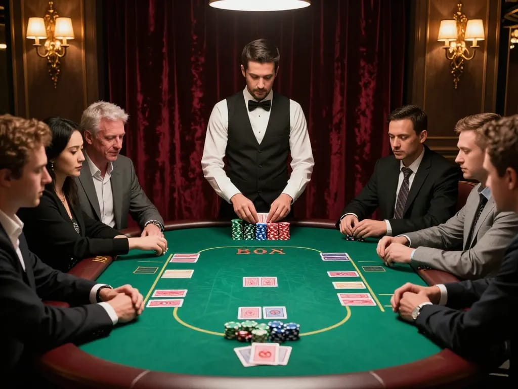 Players engaging in intense poker gameplay at a casino table, showcasing lc888 log and thrilling atmosphere.