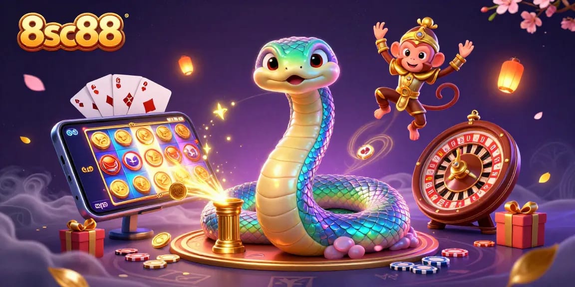 Engage in thrilling casino games with mesmerizing visuals at 8sc88 featuring vibrant characters and dynamic elements.