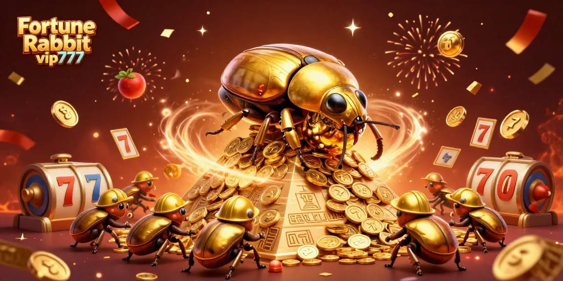 Spin the reels and uncover fortune with Fortune Rabbit vip777 in this vibrant 3D slot illustration.