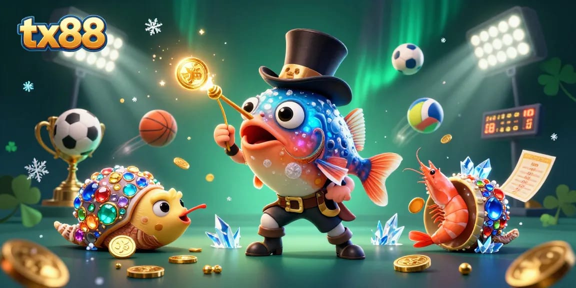 Engage with tx88’s thrilling slots as the anglerfish attracts golden coins in this vibrant underwater scene.