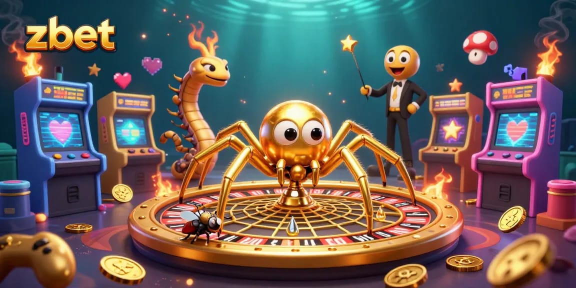 Experience thrilling gaming action at zbet with a rich, 3D illustrated casino scene.
