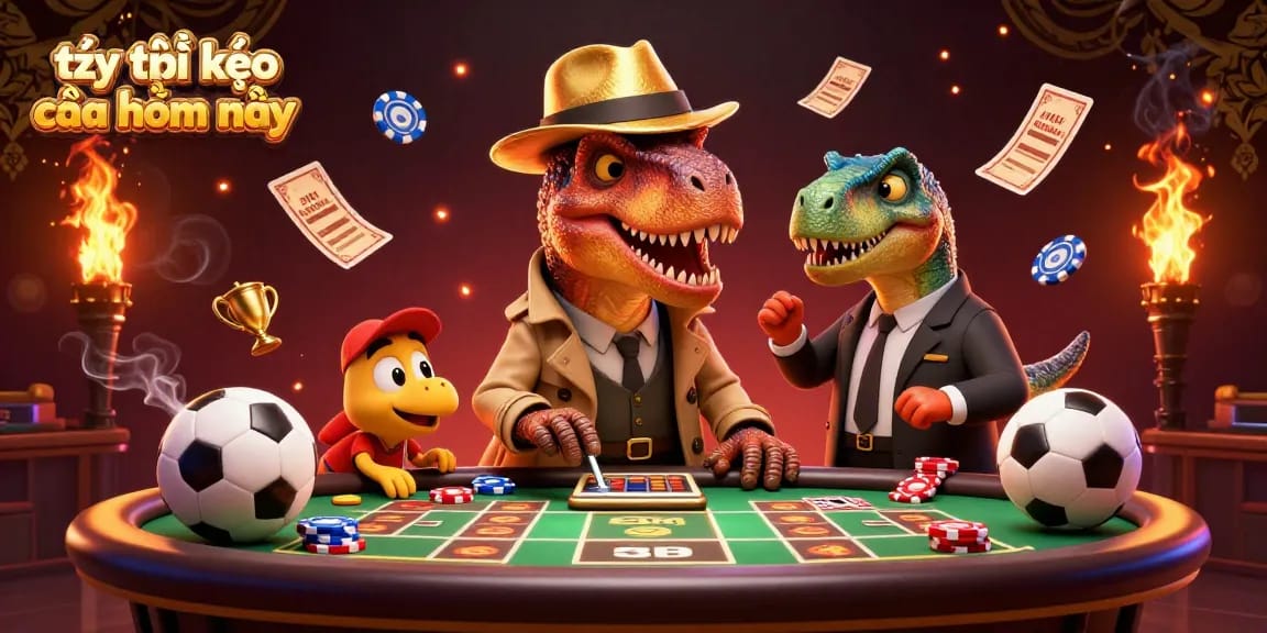 Engage with tỷ lệ kèo nhà cái hôm nay as a velociraptor card counter cleverly navigates a sports betting table.