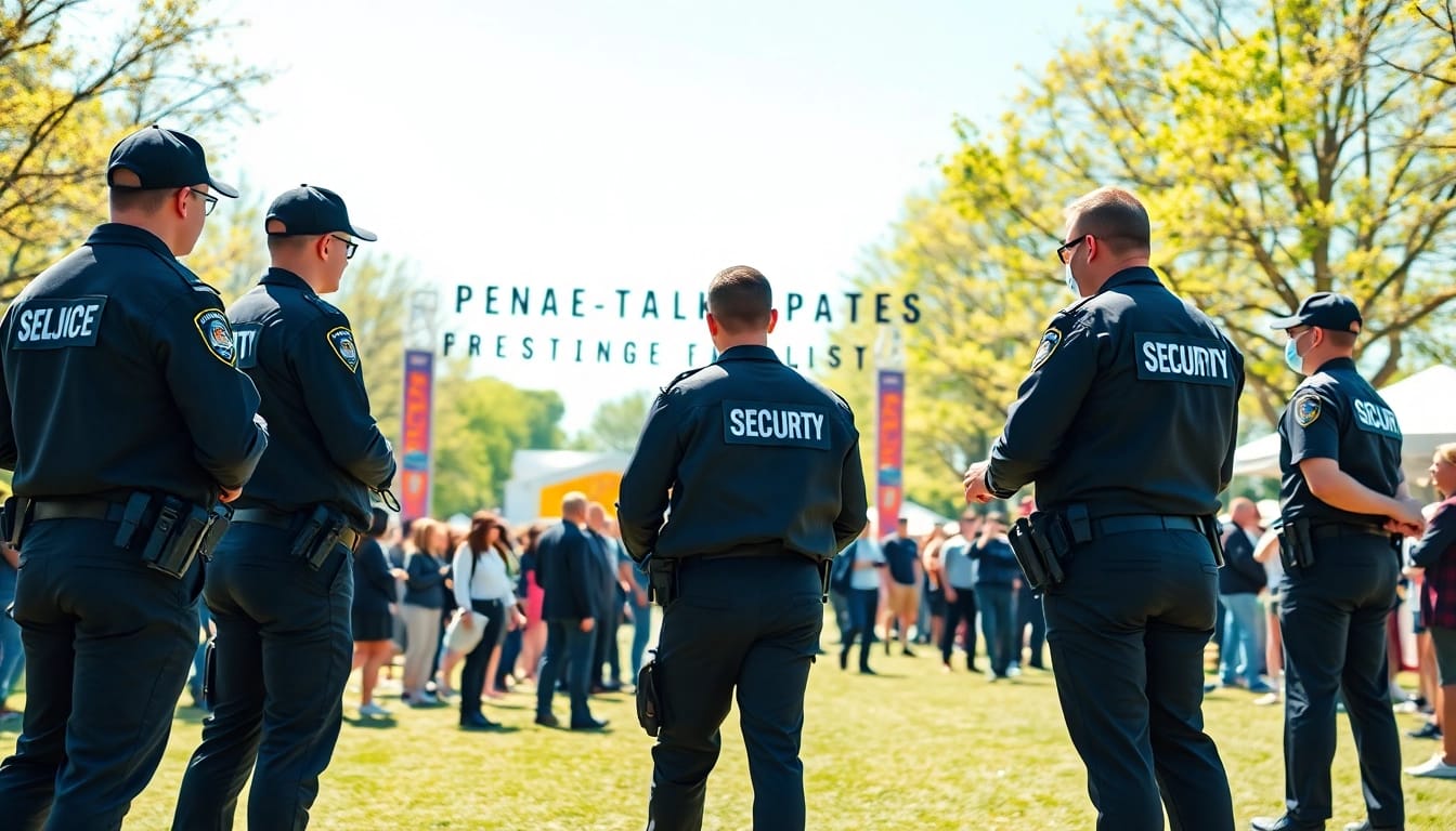 Ensure safety with professional Event Security teams managing a vibrant outdoor gathering.