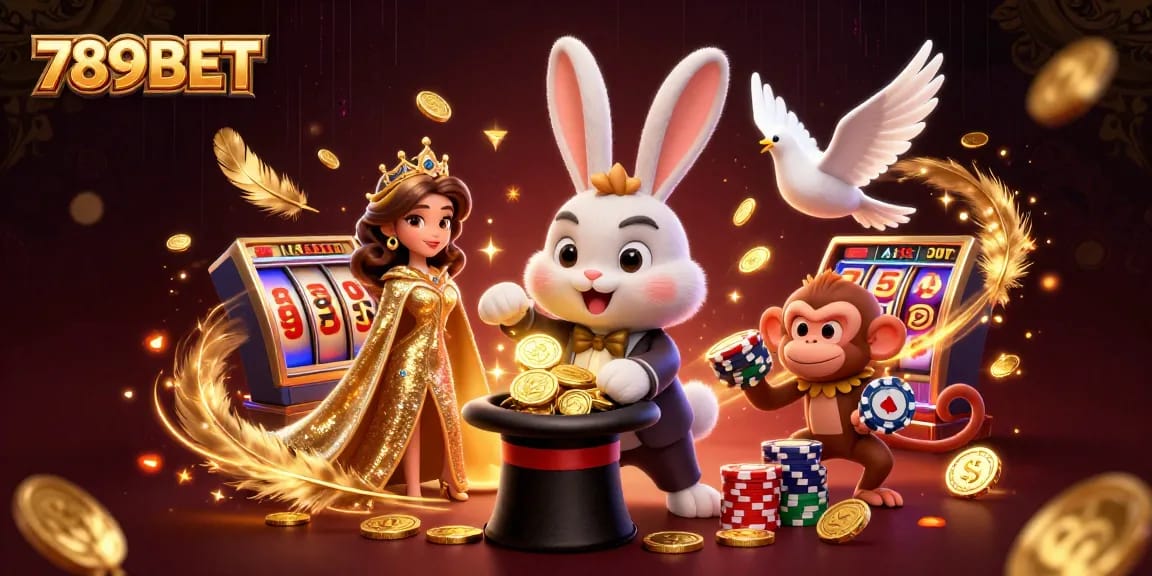 Spin to win with 789BET at the magical casino, featuring vibrant characters and thrilling elements.