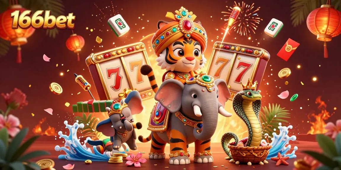 Experience the excitement of 166bet with vibrant illustrations showcasing slot machines and dynamic gaming elements.