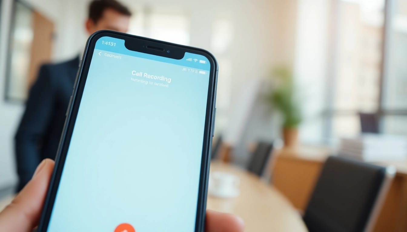 Demonstrating call recording on a smartphone with a user-friendly interface.