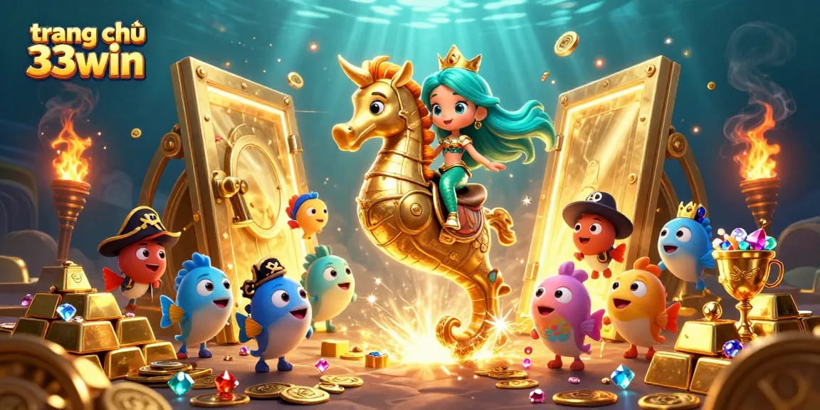 Experience exciting gameplay at trang chủ 33win with vibrant underwater treasures and animated characters.