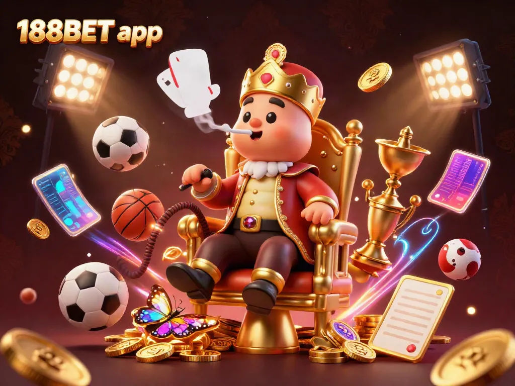 Enjoy the thrilling action of the 188BET app in a colorful, dynamic casino scene filled with excitement and winning potential.