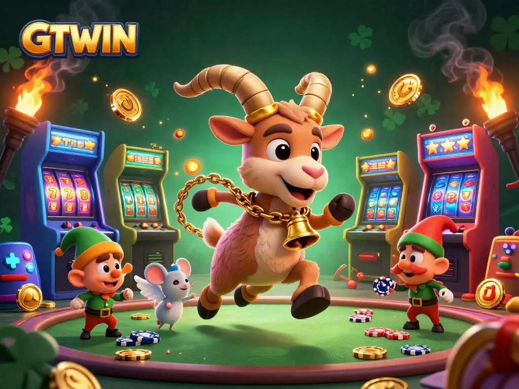 Experience thrilling gameplay at GTWIN's holiday-horror casino with 3D animated characters and vibrant gaming elements.