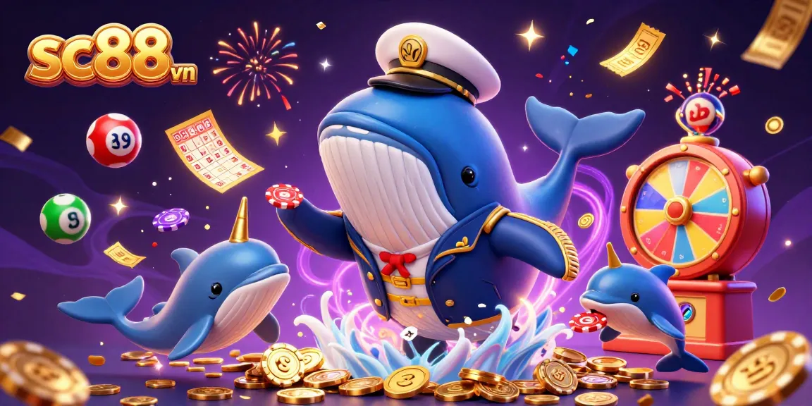 Experience the fun of sc88 vn with this vibrant 3D illustration showcasing playful characters amidst casino elements!