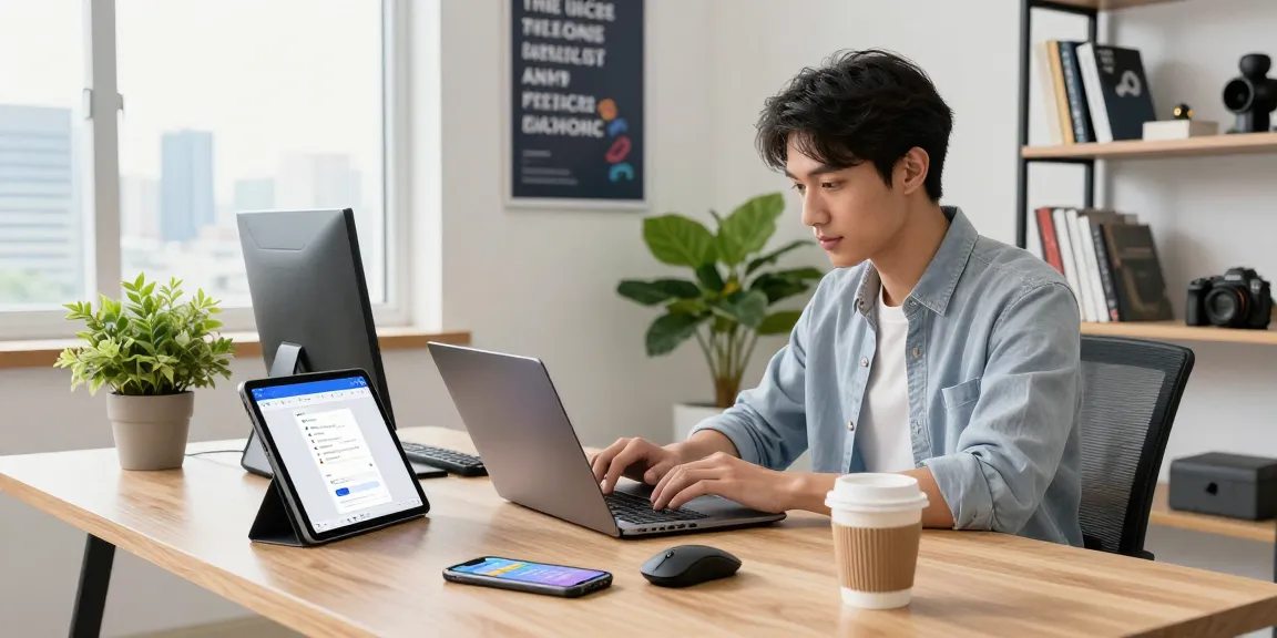 WPS Official Website showcased in a modern office workspace with a young professional engaging with technology.