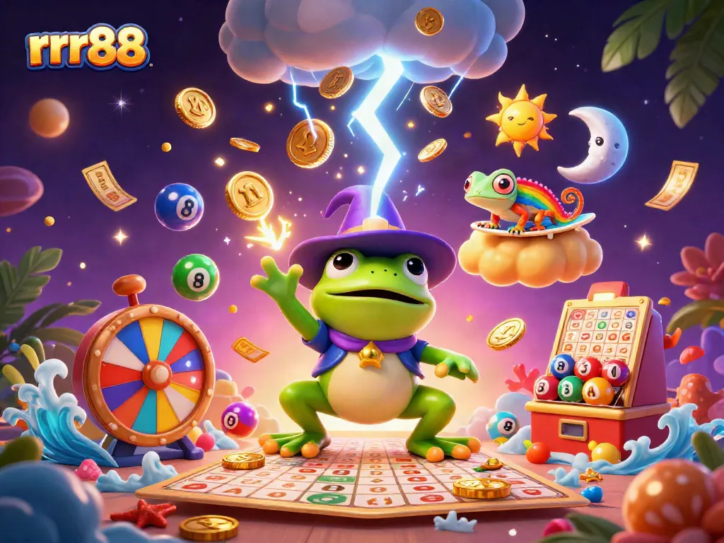 Experience thrilling games at rrr88 with a vibrant 3D illustration featuring lively gaming characters and dynamic casino elements.